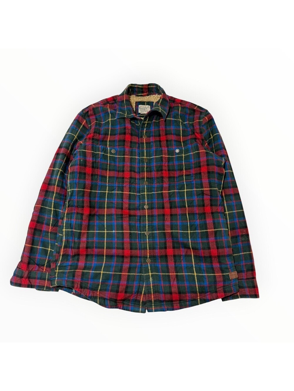 L.L. Bean Sherpa Fleece Lined Plaid Flannel Shirt Jacket Medium Men’s